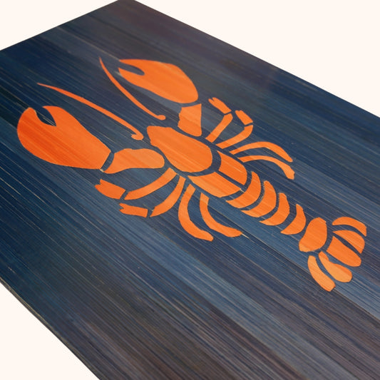 Homard orange fond bleu