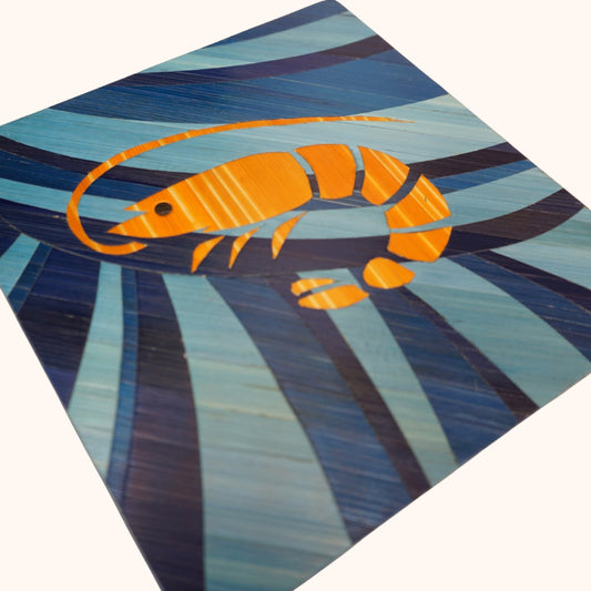 Carré crevette orange fond mer