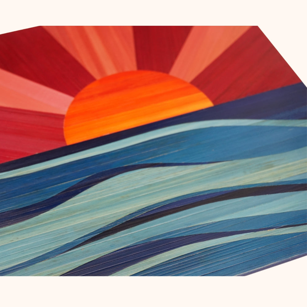 Coucher de soleil rouge bleu