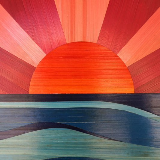 Coucher de soleil rouge bleu
