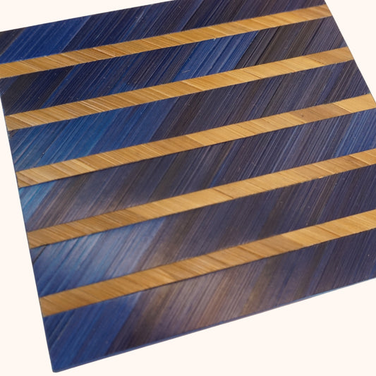Carré motif chevron lignes bleu marron