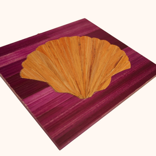 Coquille Saint-Jacques marron fond violet
