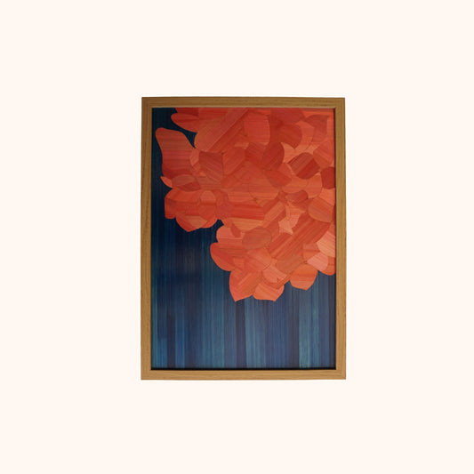 Hortensia « angle » rose fond bleu