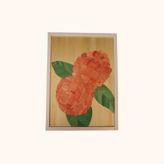 Hortensia rose boule fond naturelle