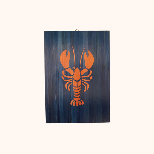 Homard orange fond bleu