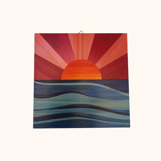 Coucher de soleil rouge bleu