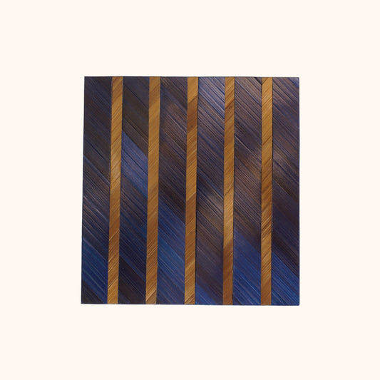 Carré motif chevron lignes bleu marron