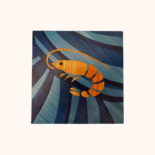 Carré crevette orange fond mer